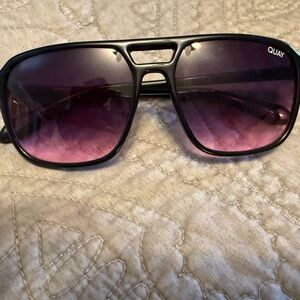 Quay Australia Black Frame Sunglasses with Purple Gradient Lenses